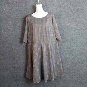 Studio By Torrid Dress  Womens 4 4X Plaid Brown Pockets Work Brunch Academia